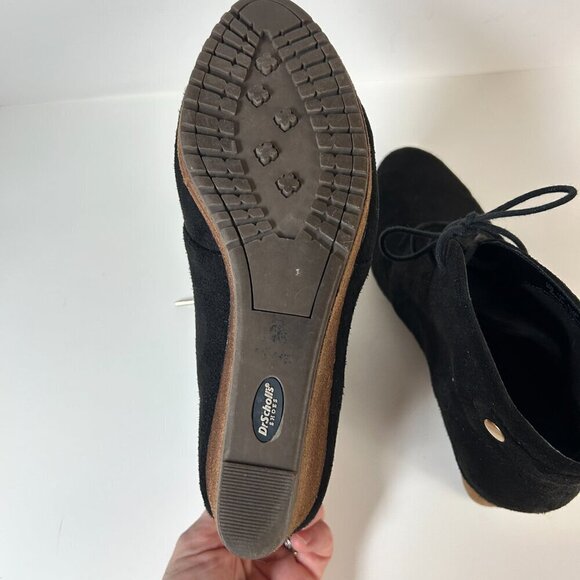 Dr Scholls Ankle Boots Continue Wedge Black Fabric Faux Suede - Picture 5 of 9